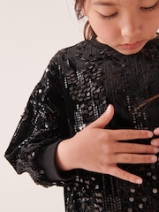 Schwarz/Silberne Pailletten - Sweatshirt mit Pailletten und Rundhalsausschnitt (3–16 J.) - Bild 4 von 7
