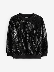 Schwarz/Silberne Pailletten - Sweatshirt mit Pailletten und Rundhalsausschnitt (3–16 J.) - Bild 5 von 7