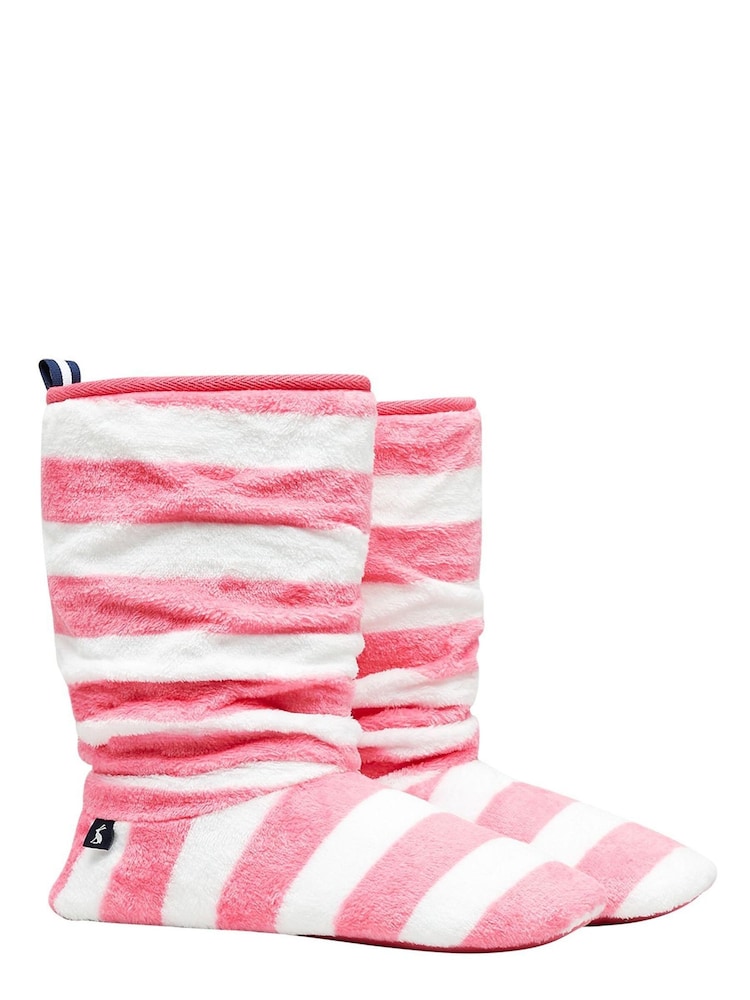 Joules Womens Cream/Pink Stripe Slipper Sock Boots - Image 2 of 6