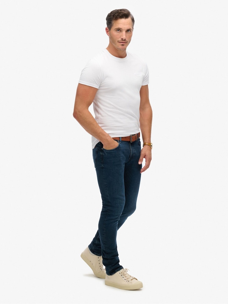 Синий - Superdry хлопковые джинсы - Изображение 2 из 7
