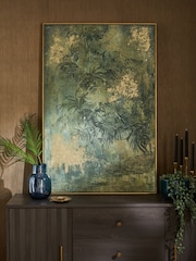 Green Tropic Abstract Framed Canvas Wall Art - Image 1 of 4