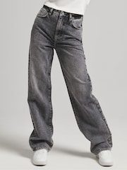 Superdry Grey Organic Cotton Wide Leg Jeans - Image 1 of 5
