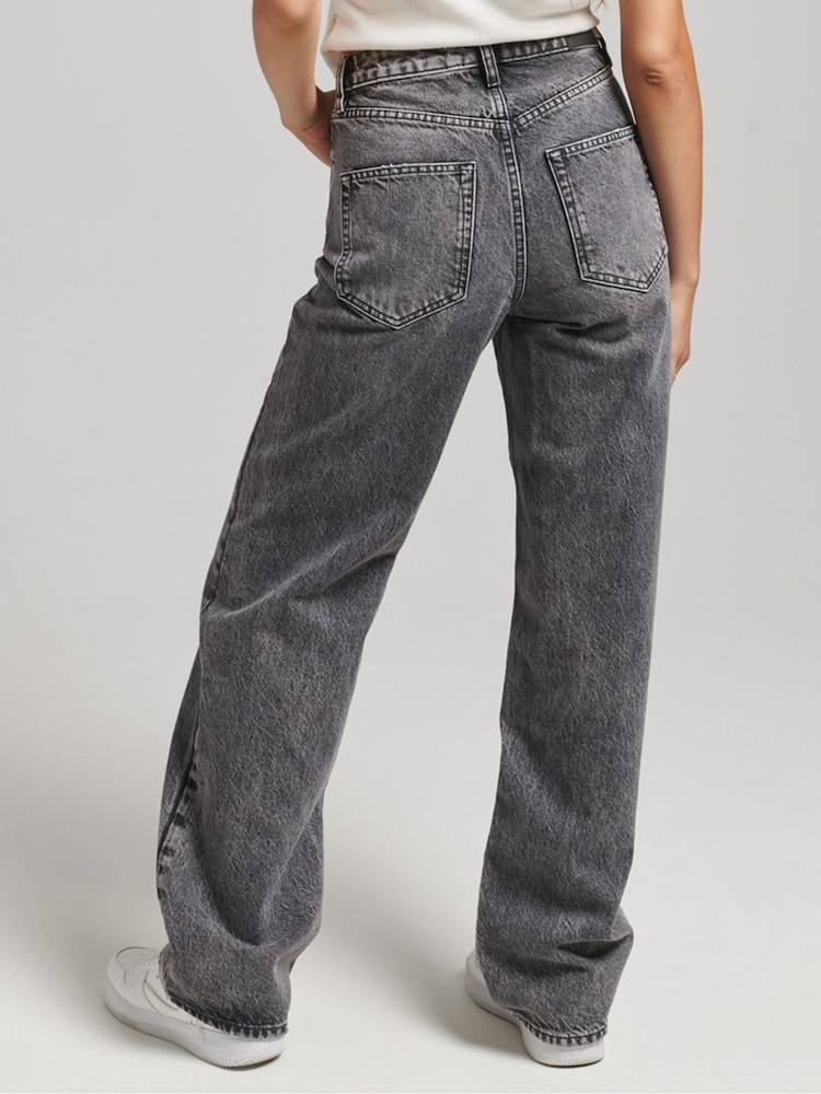 Superdry Grey Organic Cotton Wide Leg Jeans - Image 2 of 5