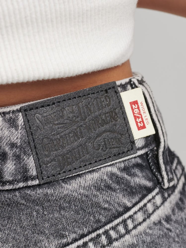 Superdry Grey Organic Cotton Wide Leg Jeans - Image 5 of 5