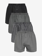 Black 4 pack Woven Pure Cotton Boxers - Image 1 of 9