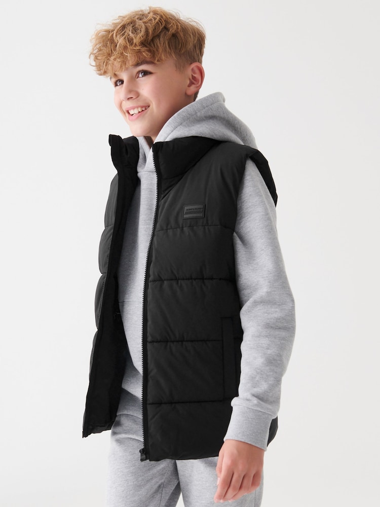 أسود - Padded Puffer Gilet (3-16yrs) - صورة 1 من 6