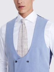 MOSS Blue Tailored Fit Light Flannel Suit Waistcoat - Image 3 of 3