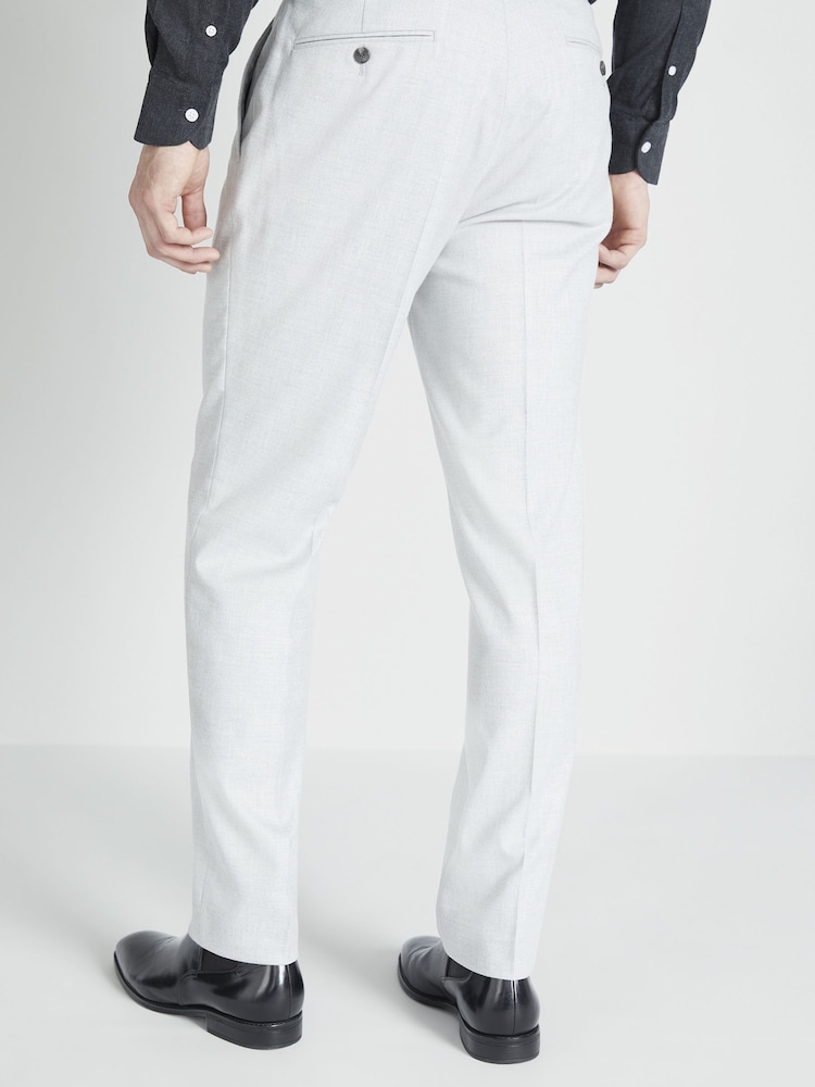 MOSS Light Grey Tailored Fit Flannel Suit Trousers - Image 1 of 3