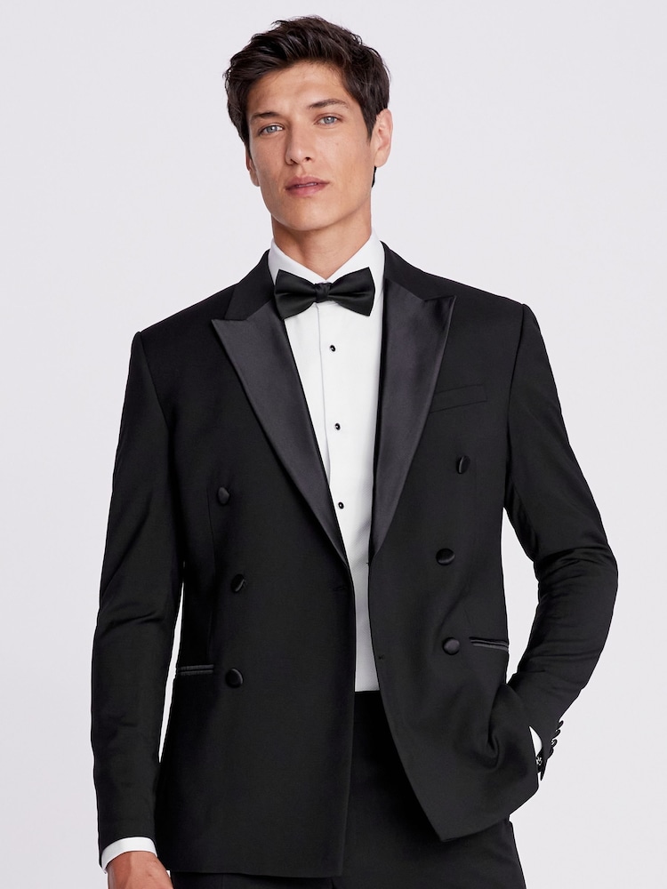 MOSS Black Slim Fit Tuxedo Suit Jacket - Image 1 of 6