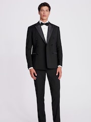 MOSS Black Slim Fit Tuxedo Suit Jacket - Image 4 of 6