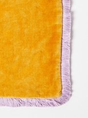 Oliver Bonas Mustard Yellow 100% Cotton Issey Mustard Velvet Fringed Cushion Cover - Image 3 of 4