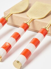 Oliver Bonas Orange Candy Stripe Cheese Knives - Image 2 of 4