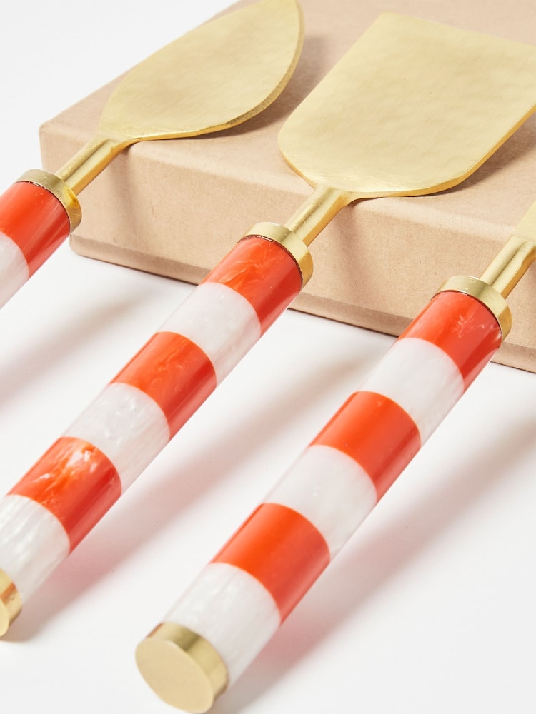 Oliver Bonas Orange Candy Stripe Cheese Knives - Image 2 of 4