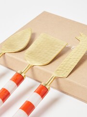 Oliver Bonas Orange Candy Stripe Cheese Knives - Image 3 of 4