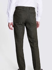 MOSS Pine Green Tailored Fit Pine Herringbone Suit Trousers - Image 2 of 4