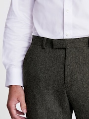 MOSS Pine Green Tailored Fit Pine Herringbone Suit Trousers - Image 3 of 4