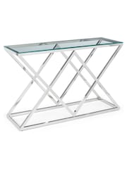 Julian Bowen Silver Biarritz X Frame Console Table - Image 1 of 4