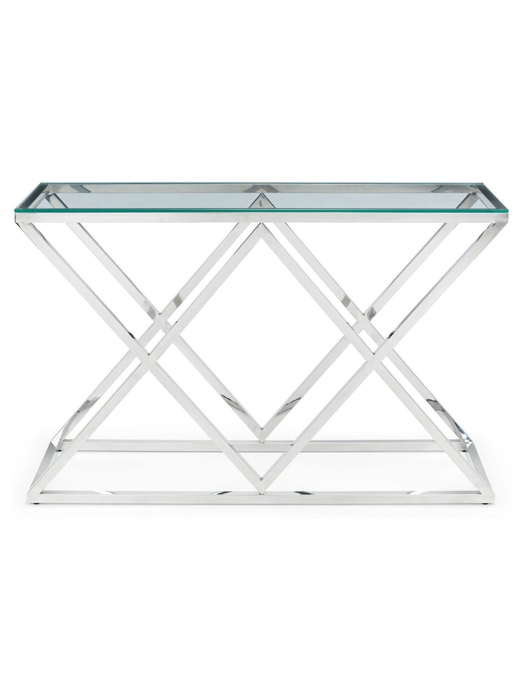 Julian Bowen Silver Biarritz X Frame Console Table - Image 2 of 4