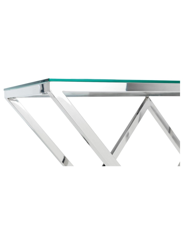 Julian Bowen Silver Biarritz X Frame Console Table - Image 4 of 4