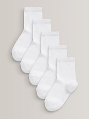 White 5 Pack Cotton Rich School Ankle Socks - Image 1 of 2