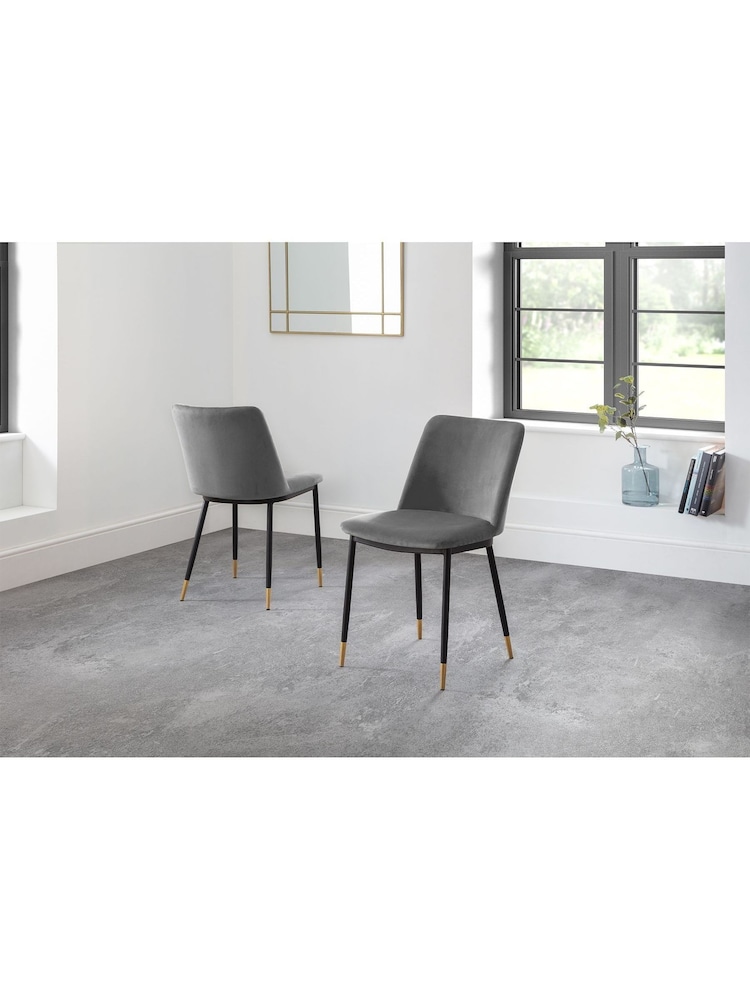 Julian Bowen Set of 2 Grey Delaunay Dining Chairs - Image 1 of 3