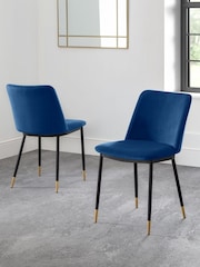 Julian Bowen Set of 2 Blue Delaunay Dining Chairs - Image 1 of 3