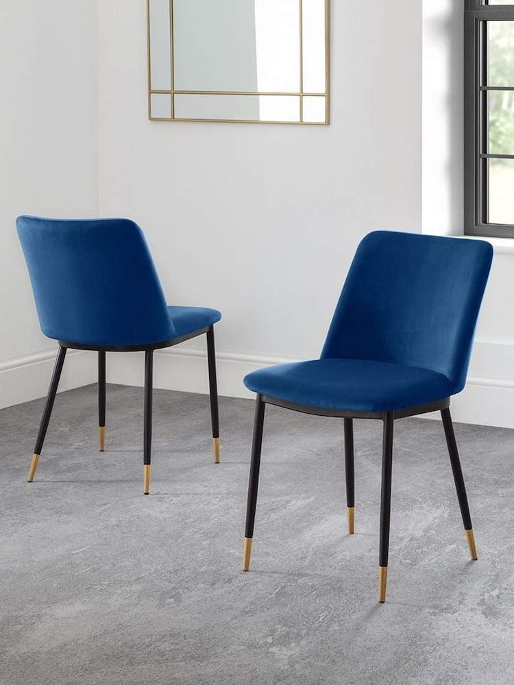 Julian Bowen Set of 2 Blue Delaunay Dining Chairs - Image 1 of 3