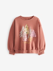Rust Brown Sequin Christmas Sweatshirt Jumper (3-16yrs) - Image 1 of 3