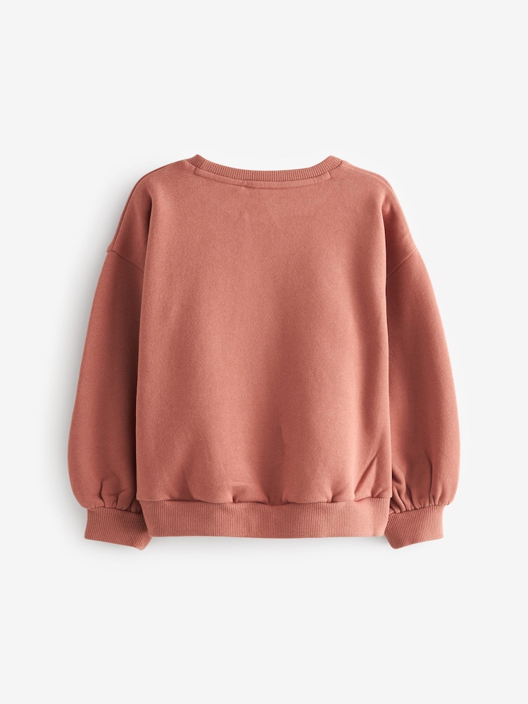 Rust Brown Sequin Christmas Sweatshirt Jumper (3-16yrs) - Image 2 of 3