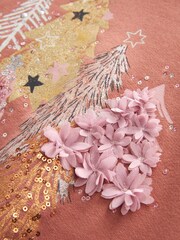Rust Brown Sequin Christmas Sweatshirt Jumper (3-16yrs) - Image 3 of 3