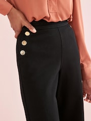 Black Gold Button Detail Smart Wide Leg Jeans - Image 5 of 6