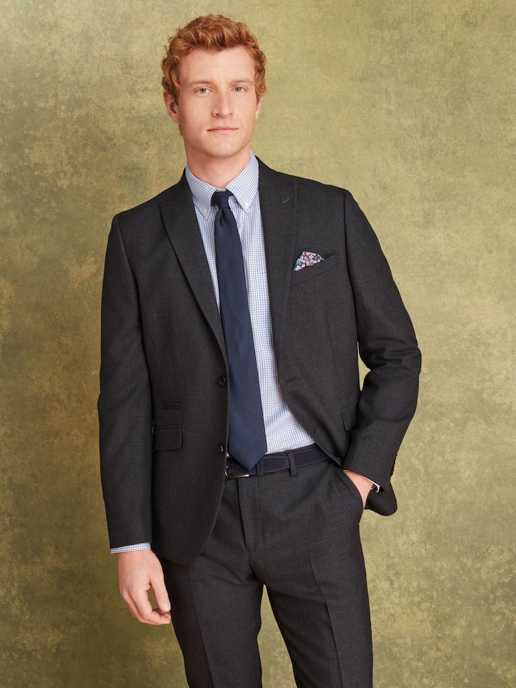 Joules Charcoal Grey Wool Slim Fit Suit: Jacket - Image 1 of 12