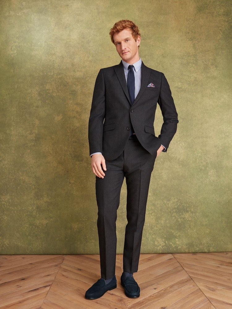 Joules Charcoal Grey Wool Slim Fit Suit: Jacket - Image 2 of 12