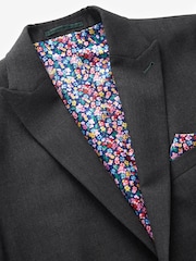Joules Charcoal Grey Wool Slim Fit Suit: Jacket - Image 9 of 12