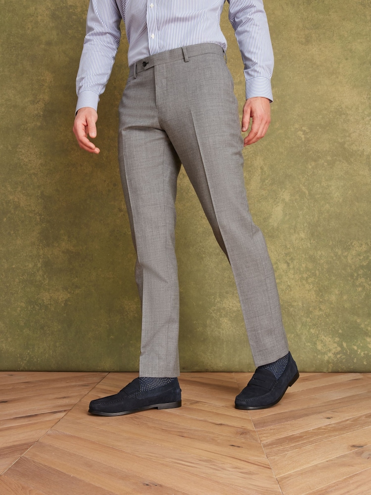 Joules Light Grey Wool Slim Fit Suit: Trousers - Image 1 of 8