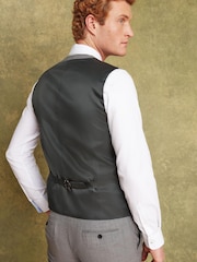 Joules Light Grey Wool Slim Fit Suit Waistcoat - Image 4 of 10