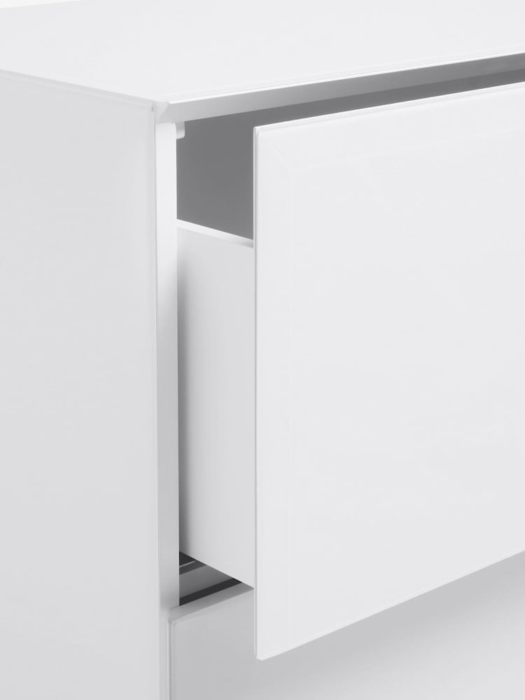 White Sloane Glass 3 Drawer Collection Luxe Chest of Drawers - Image 10 of 10