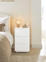 White Sloane Glass 3 Drawer Collection Luxe Chest of Drawers - Image 2 of 10