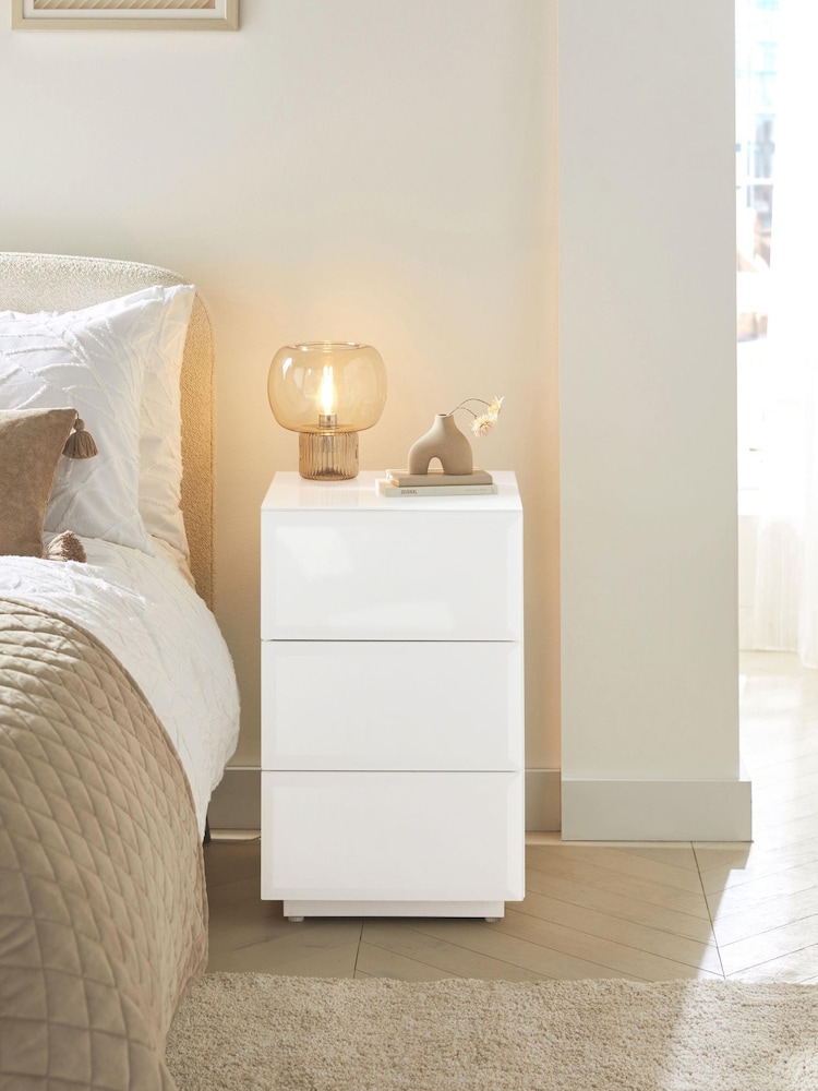 White Sloane Glass 3 Drawer Collection Luxe Chest of Drawers - Image 2 of 10
