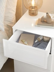 White Sloane Glass 3 Drawer Collection Luxe Chest of Drawers - Image 3 of 10