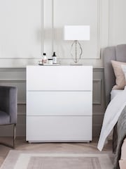 White Sloane Glass 3 Drawer Collection Luxe Chest of Drawers - Image 5 of 10
