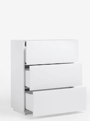White Sloane Glass 3 Drawer Collection Luxe Chest of Drawers - Image 7 of 10