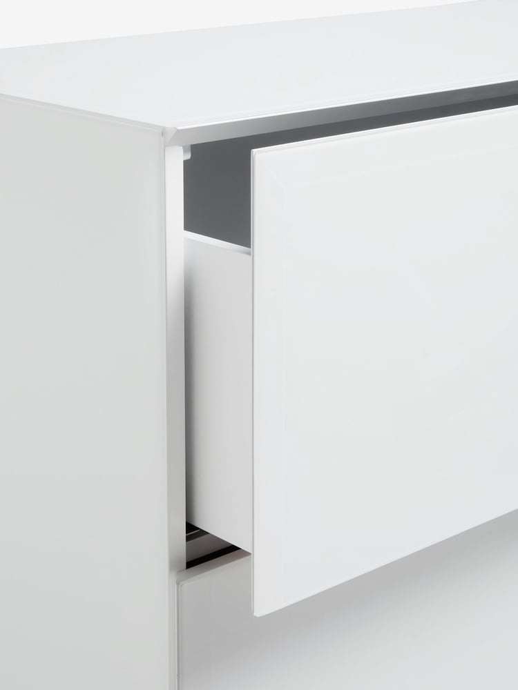 White Sloane Glass 3 Drawer Collection Luxe Chest of Drawers - Image 9 of 9