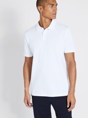 MOSS White 100% Cotton Pique Polo Shirt - Image 1 of 4