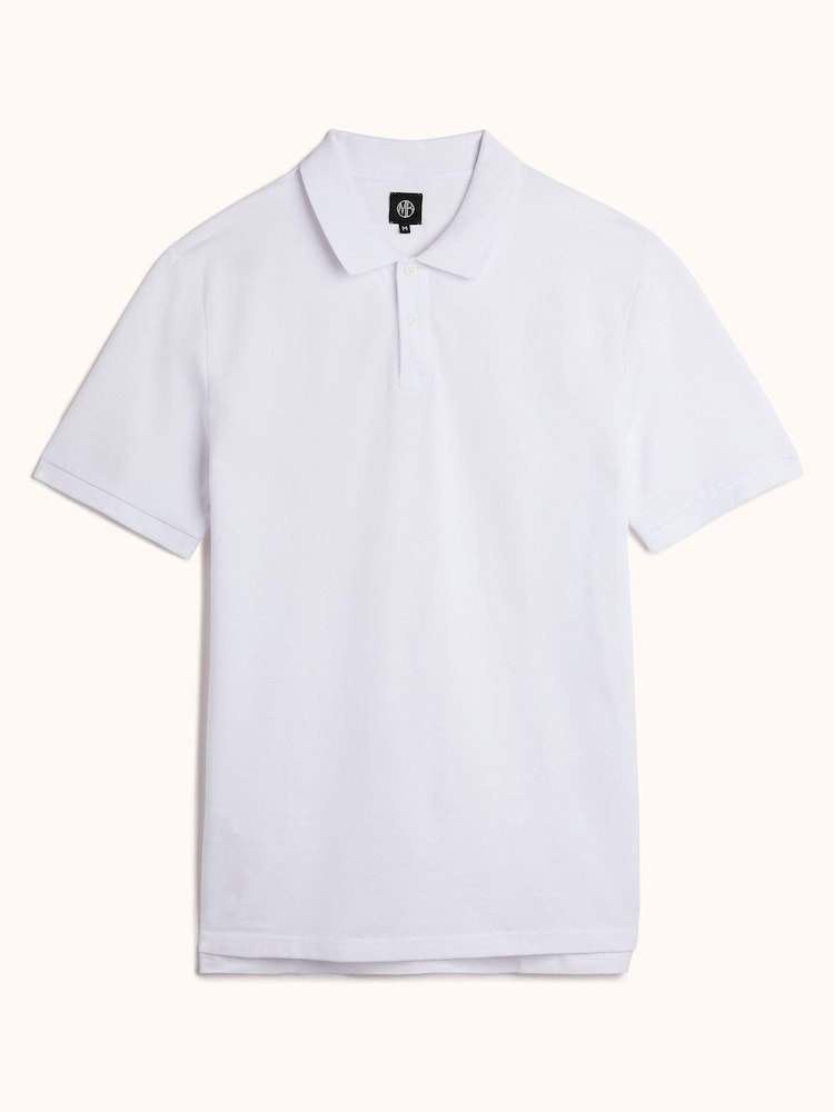 MOSS White 100% Cotton Pique Polo Shirt - Image 4 of 4