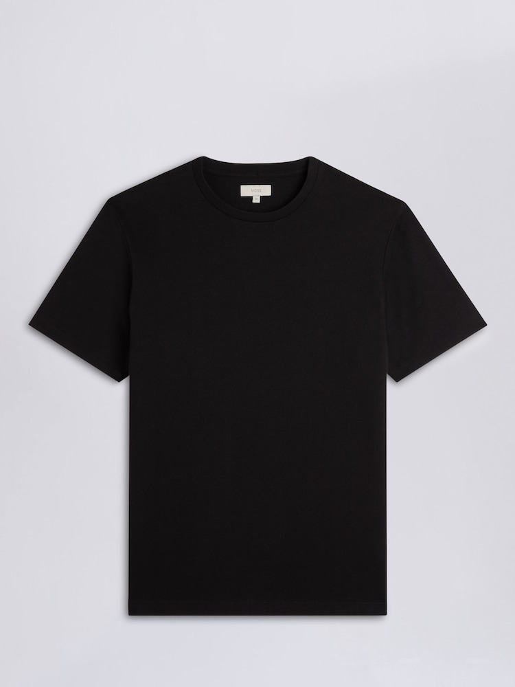 Чорний - MOSS круглий виріз 100% Cotton футболки - Image 4 of 4