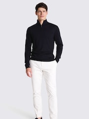 MOSS Navy Merino Blend Quarter Zip Jumper - Image 2 of 5