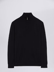 MOSS Navy Merino Blend Quarter Zip Jumper - Image 4 of 5