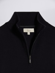 MOSS Navy Merino Blend Quarter Zip Jumper - Image 5 of 5