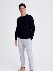 MOSS Navy Blue Merino Wool Blend Crew Neck Jumper - Image 3 of 6